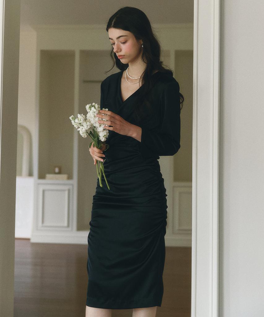 Neimkategoli Yves Draping Shirring Dress_Black