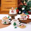 New Christmas Ceramic Mugs Xmas Tree Snowman Drinkware Sets Wooden Lid Gift Box Packaging Cup Spoon Kit Birthday Gifts