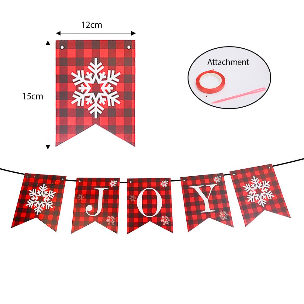 

Red Black Grid Christmas Holiday Banner Snowflake Elk Flag Xmas Party Flags Decorations Indoor Ornaments With Attachment Tool