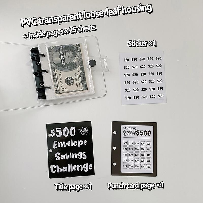 

ПВХ $ 1000 Экономия денег Задача переплета с застежкой на пуговицы Мини-бюджетный переплет Конверт Экономия задач Книга Прочный портативный