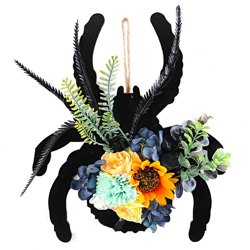 Halloween Wall Hanging For Front Door Simulated Spider Decorative Silk Flowers Home Garden Party Decoration