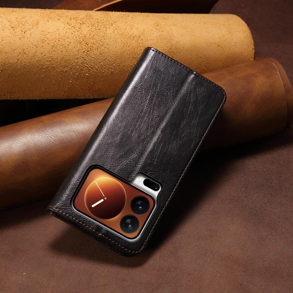 For Xiaomi 17 Pro Max Case Crazy Horse Texture Waxy Leather Wallet Stand Phone Cover