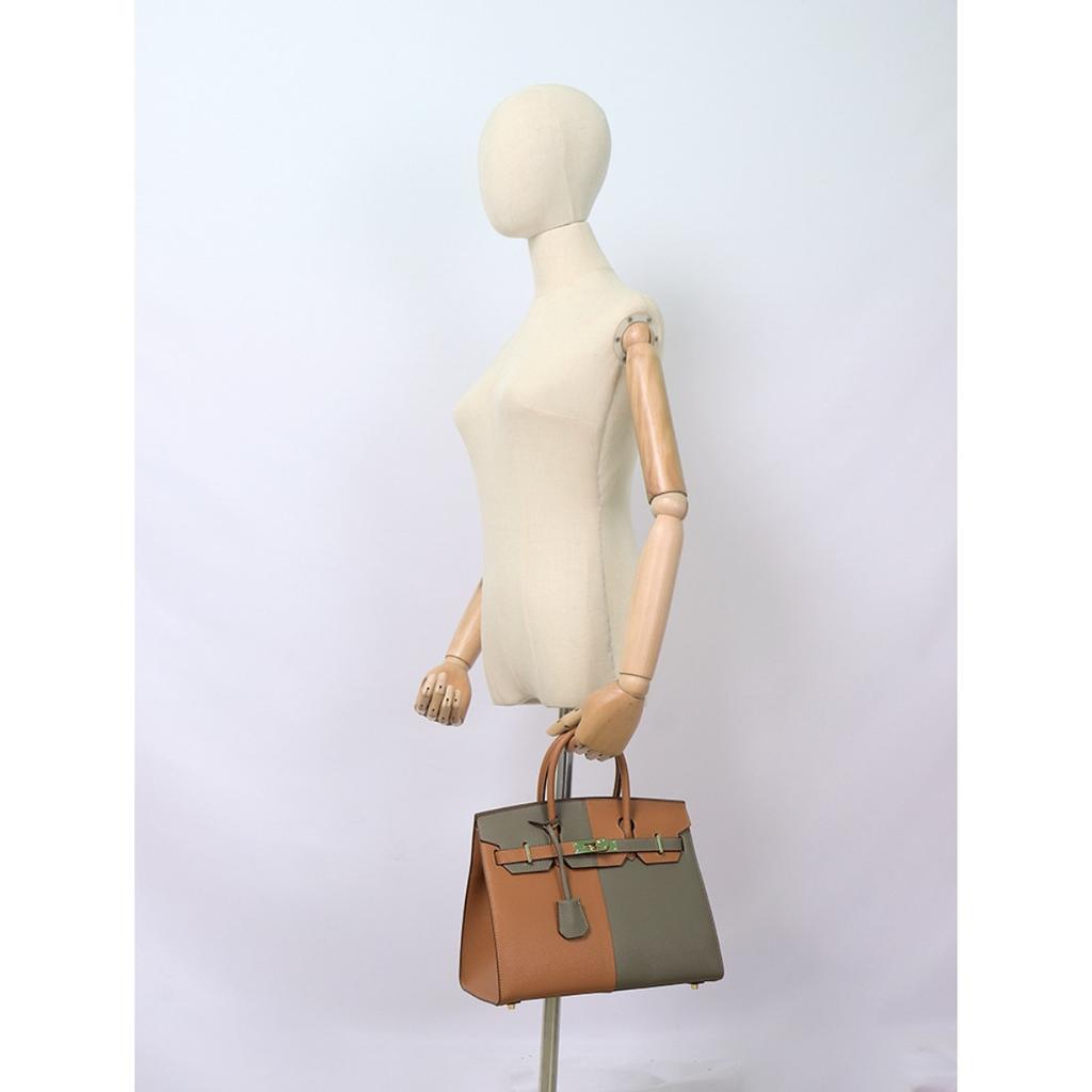 Sac à main explosif pour femme en cuir de vachette à motif de paume de qualité A, coutures extérieures contrastées en cuir, bord à l'huile, sac à bandoulière