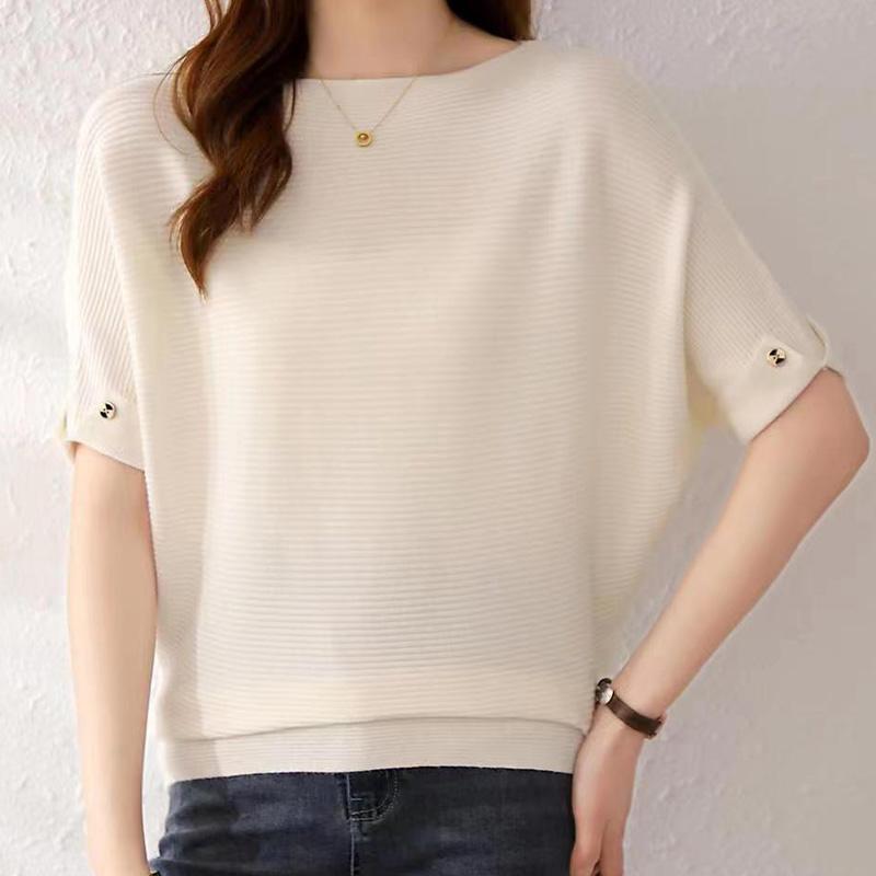 Dámský pletený svetr s tříčtvrtečním rukávem, top, dámské tenké letní spodní tričko s rukávem do půli paže