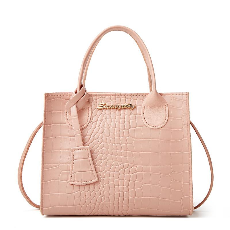 Damen Umhängetasche Krokodilmuster Buchstabe Korean Edition Label Candy Farbe Anhänger Farbe Platin Tasche