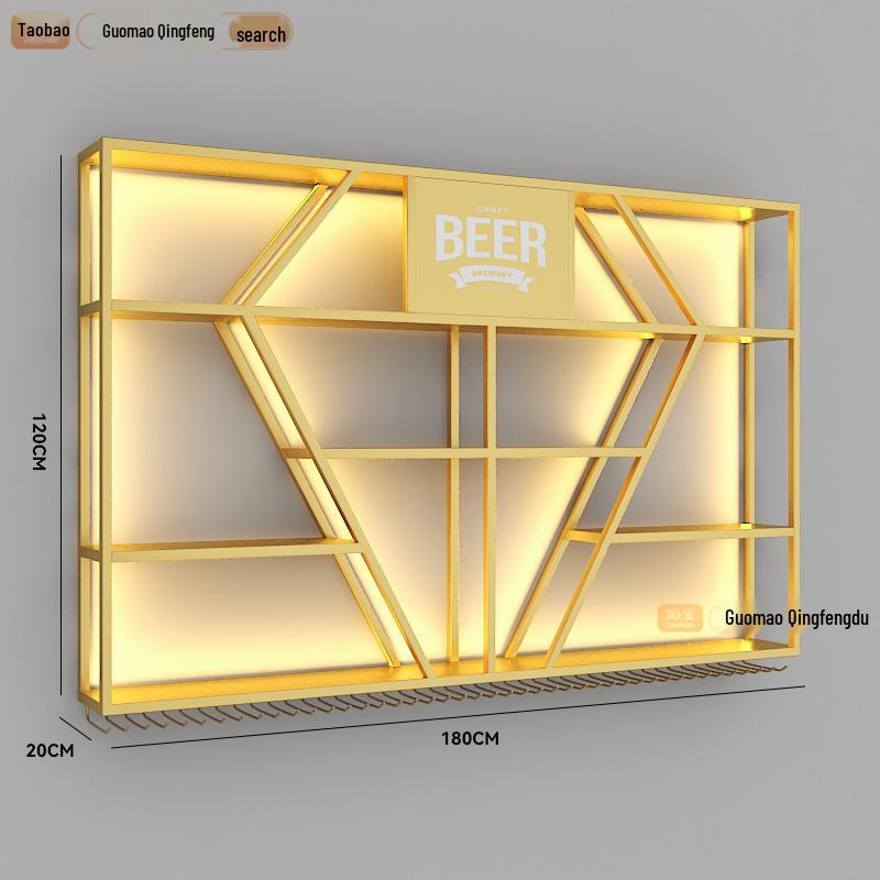 Industrial Wall-Mounted Wrought Iron Wine Rack for Bars & Restaurants - Creative Multifunctional Display Cabinet