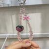 Pink Strawberry Mobile Phone Chain Bling Phone Lanyard Beaded Phone Bracelet  Gift Girl