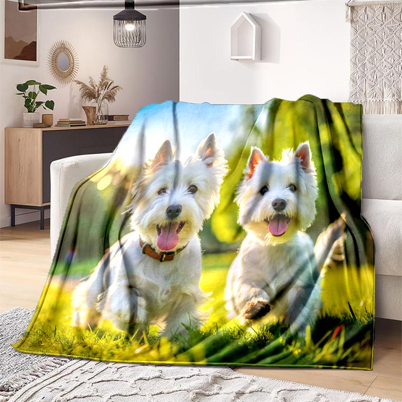 1PC Dog cute printed blanket, all season lightweight home office outdoor nap multifunctional blanket A3