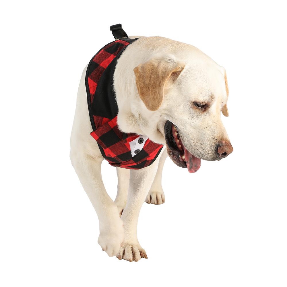 Tanpopo No Pull Dog Harness with Multifunction Dog Leash Soft Adjustable No Choke Escape Proof Pet Vest Christmas Plaid Pattern