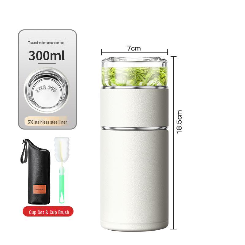 "Portable 316 Stainless Steel Tea Separator Thermos Cup - Unisex Design, Ideal for Tea Brewing and Gifting."