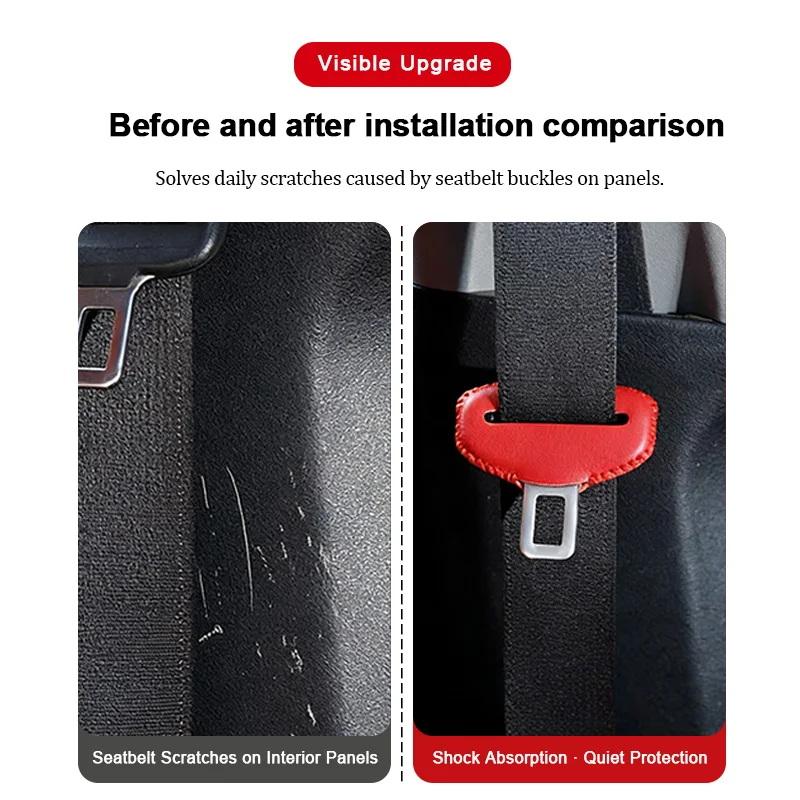 Universal Leather Car Safety Seat Belt Anti-Scratch Cover Car Seat Belt Socket Protective Cover Button Protective Case