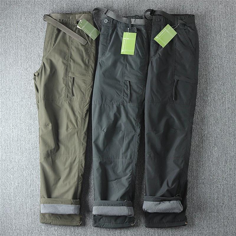 Autumn and Winter Velvet Multi Pocket Straight Leg Work Pants for Men, Casual Pants, Assault Pants, Quick Drying Pants