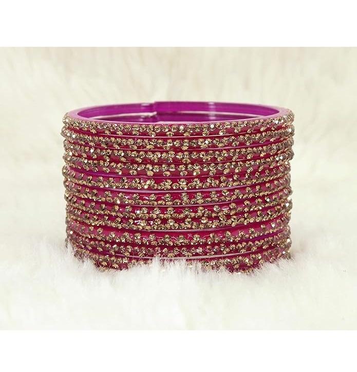 Stilvolle Glasarmreifen für Damen & Mädchen | Schickes Chudi-Set | Traditionelle Armreifen für Damen | Modeschmuck - Set aus 12