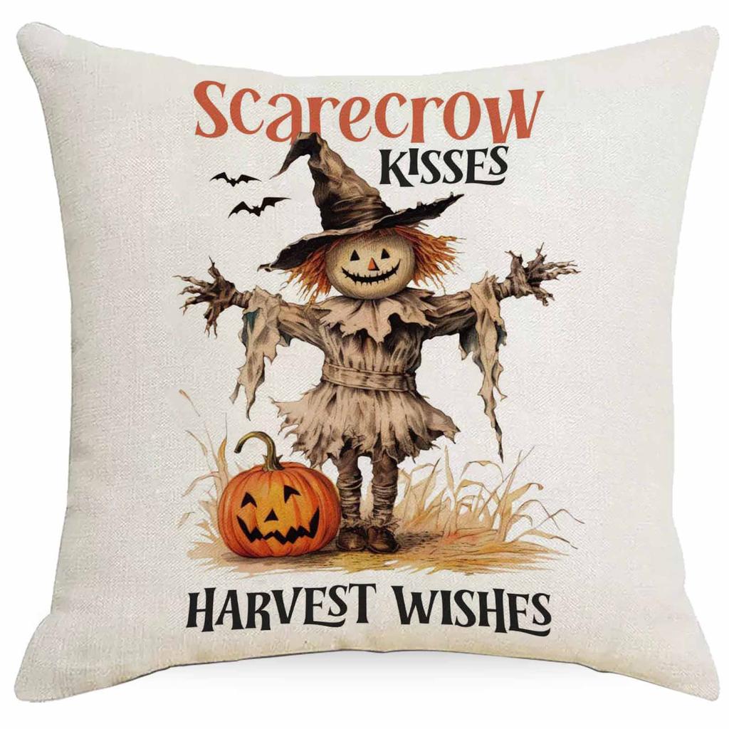 Pillowcase Linen Halloween Celebration Funny Pumpkin Head Home Living Room Pillowcase
