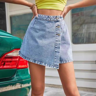 Gonna Jean Denim Irregolare Pacchetto Fianchi Vita Alta Donna