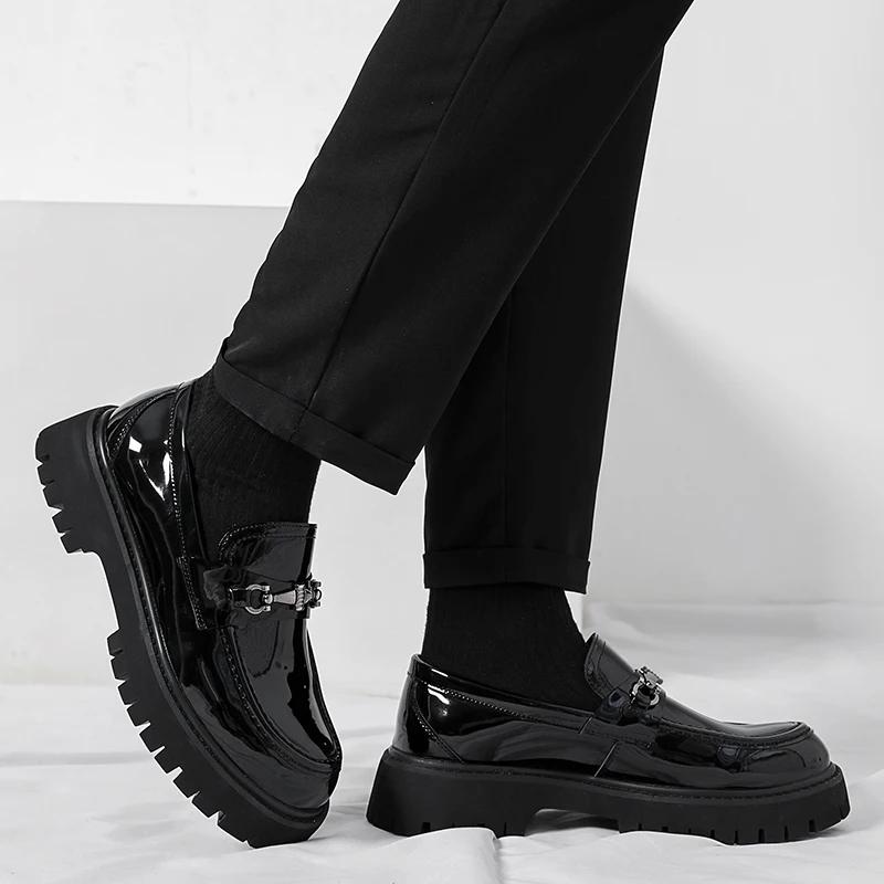 Fashion Comfortable Club Shoe Men Stylish Thick Bottom Footwear All-match Man Leather Loafers Lightweight Flats Business Work Shoes Male