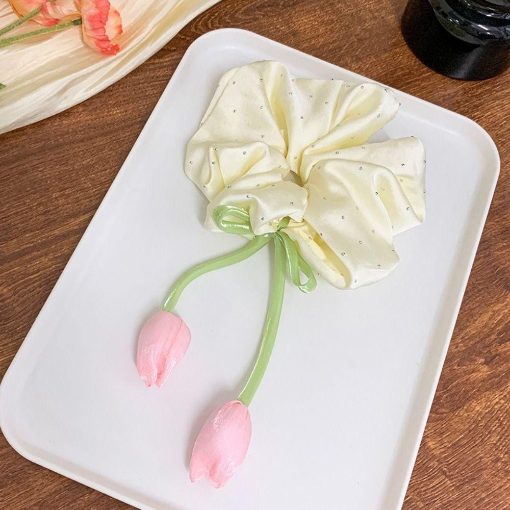Elastic Material Tulip Headbands Spring Design Flower Elastic Hair Ties  Women Hair Accessories