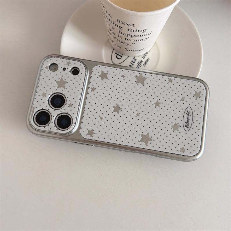 New 2026 Silver Star Polka Dot Phone Case For iPhone 17 Pro 16 15 14 Pro Max with Electroplated Frame Slim Shockproof Cover