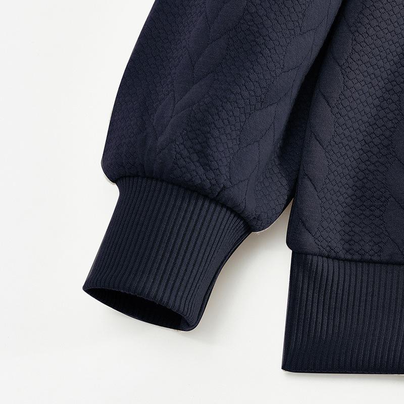 Retro Casual Stand Up Collar Zipper Pullover Loose Knit Jacquard Autumn/winter Long Sleeved Sweatshirt