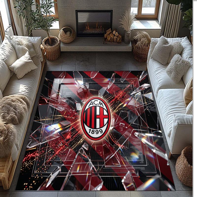 AC Milan Printed Flannel Area Rug Non Slip Soft Polyester Floor Carpet Indoor Decor Mat for Bedroom Living Room Sofa Game Room Home Decoration