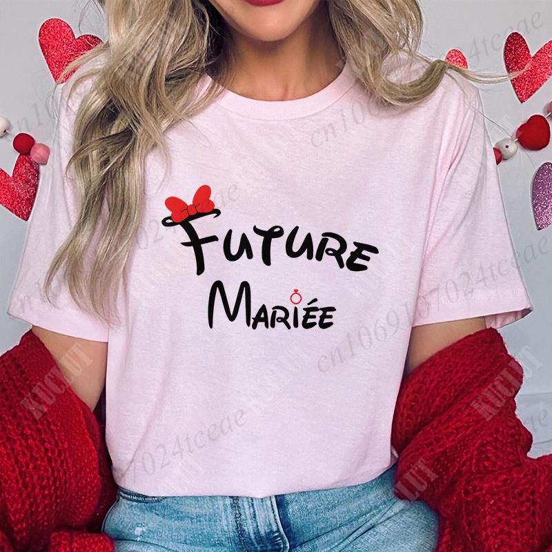 Bachelorette Hen Party Evjf Future Team Bride T-Shirt French Women Short Sleeved Tees Graphic Tops Bridal Shower Wedding Clothes