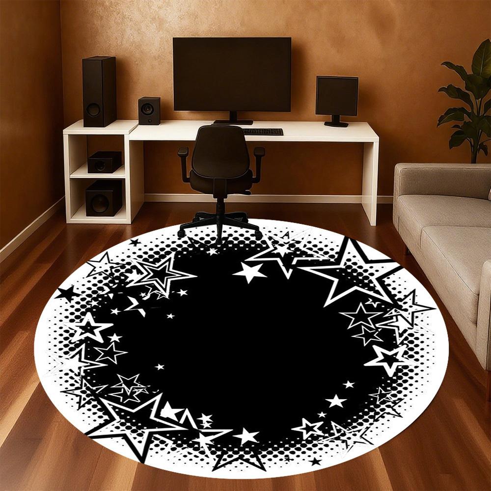 1PC star circle Office Round Area Rug, Under Office Chairs Bedroom Living Room Home Decor,Carpet for Office, -1110269