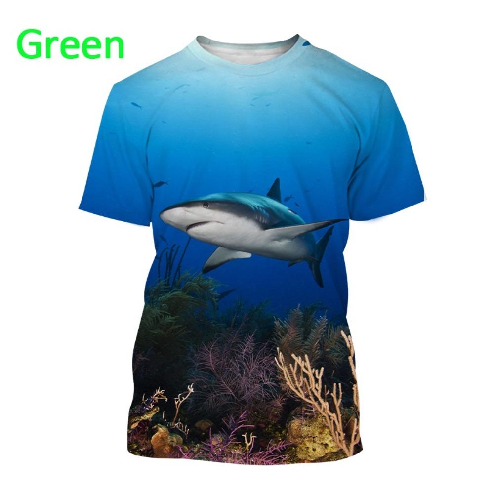 Trendy New Animal Big Shark 3D Printing T-shirt Retro Men's Summer Casual Fashion Men's T-shirt Top