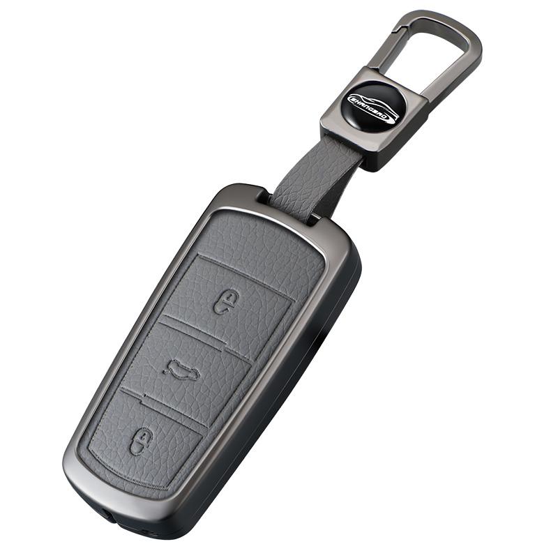 Zinc Alloy Genuine Leather Auto Key Fob Cover Case Fit For Volkswagen Cc Passat B6 B7 Passat 3C Cc Maogotan R36 B5 B7L Protect Key Ring Accessory