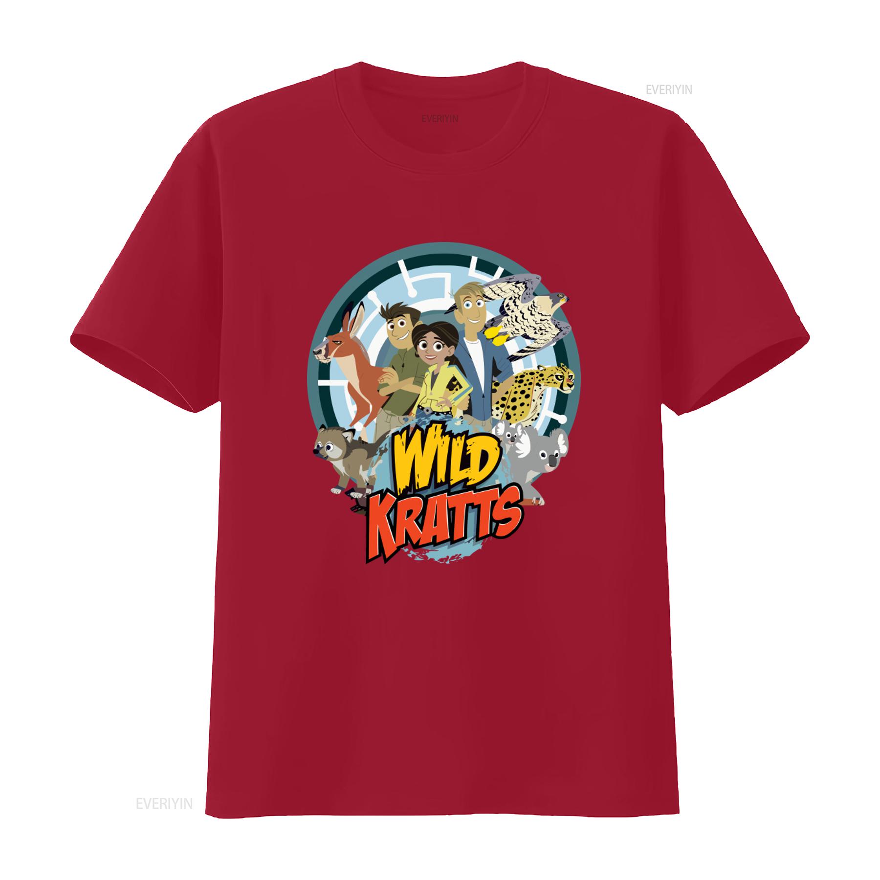 

Wild Kratts Cartoon Animal Print T Shirt for Friends and Family Perfect Birthday vintage Washed Versatile Stylish graphic S