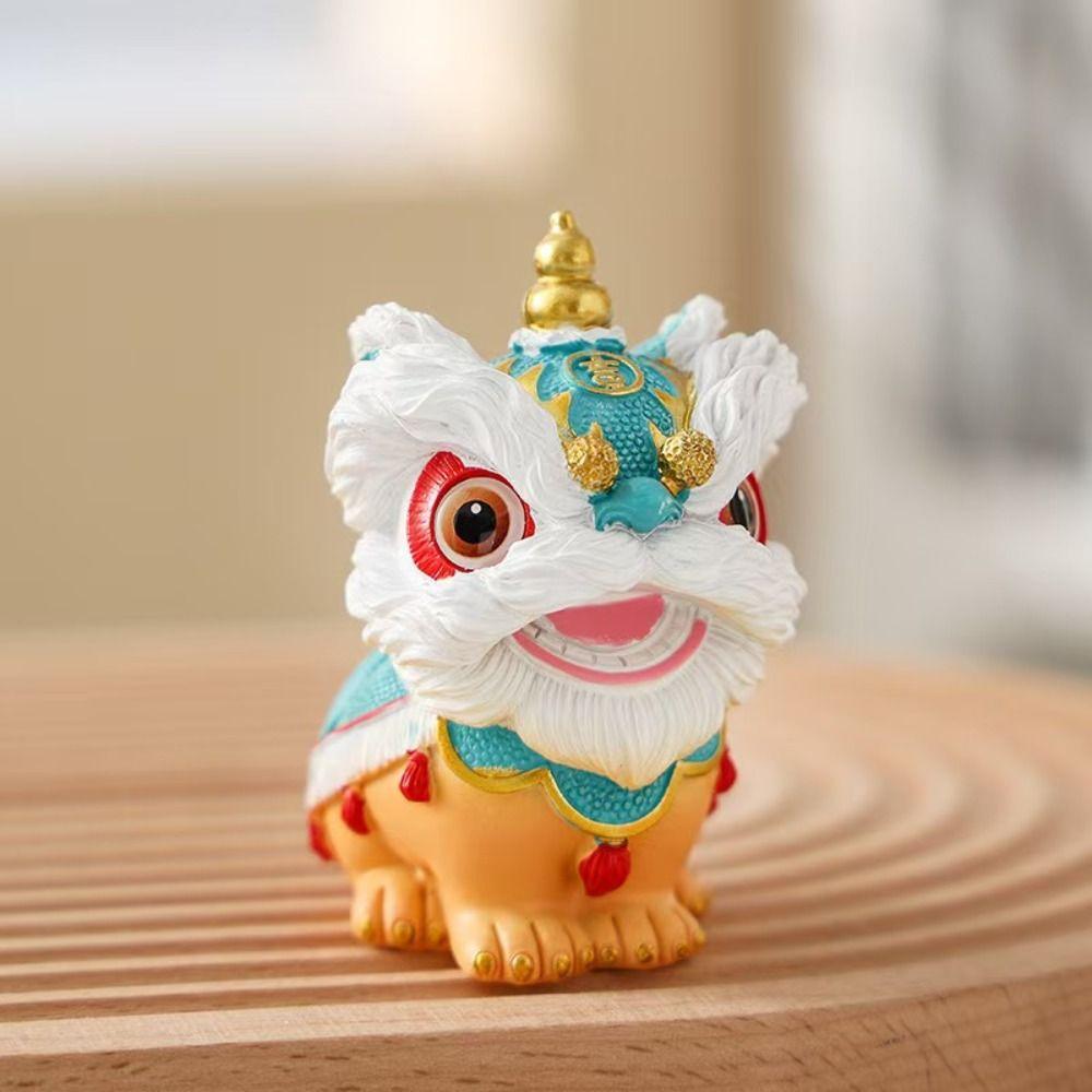 Resin Lion Ornament Cute Miniatures Figurine Sculpture Crafts Tea Pet  Living Room