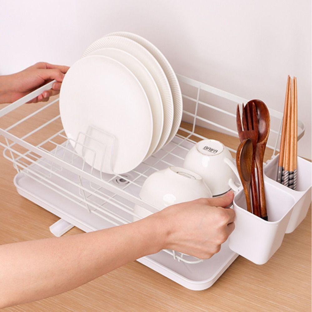 Carbon Steel Dish Drying Rack Drainer Tray Plates Organizer with Drainboard  Household
