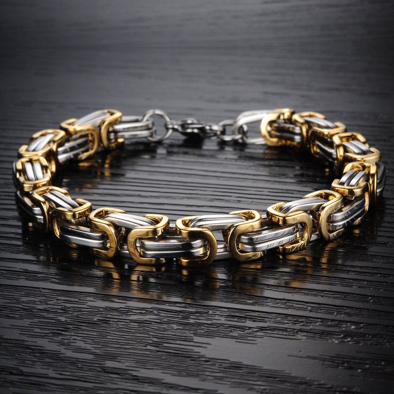 

Crazy High Qiqiang Same Bracelet Silver Fashion Titanium Steel Emperor Chain Domineering Men Keel Chain Return Chain Stylish Gold-Tone - 18cm Length, 8mm Width, Featured Style