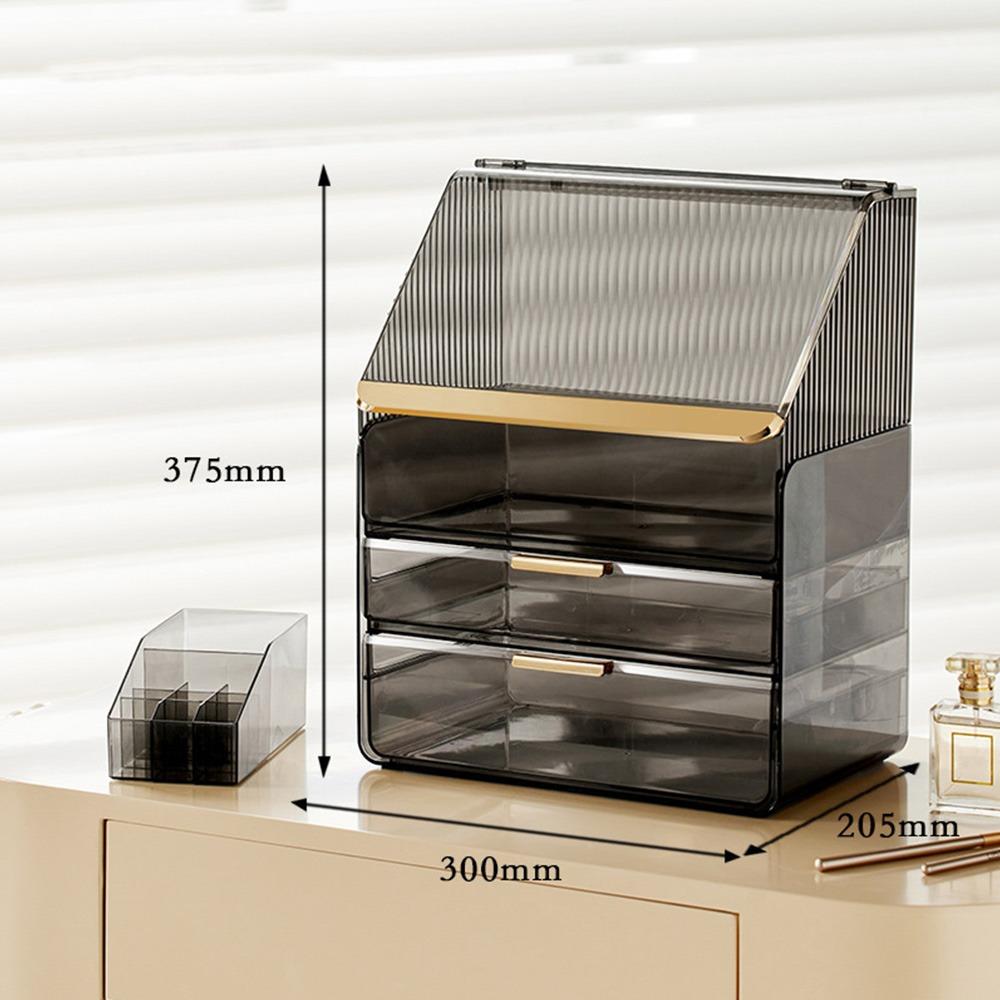 

Красивая пыленепроницаемая настольная коробка для хранения, большая вместимость, прозрачный органайзер для косметики, кейс для хранения макияжа, для домашнего использования чёрный