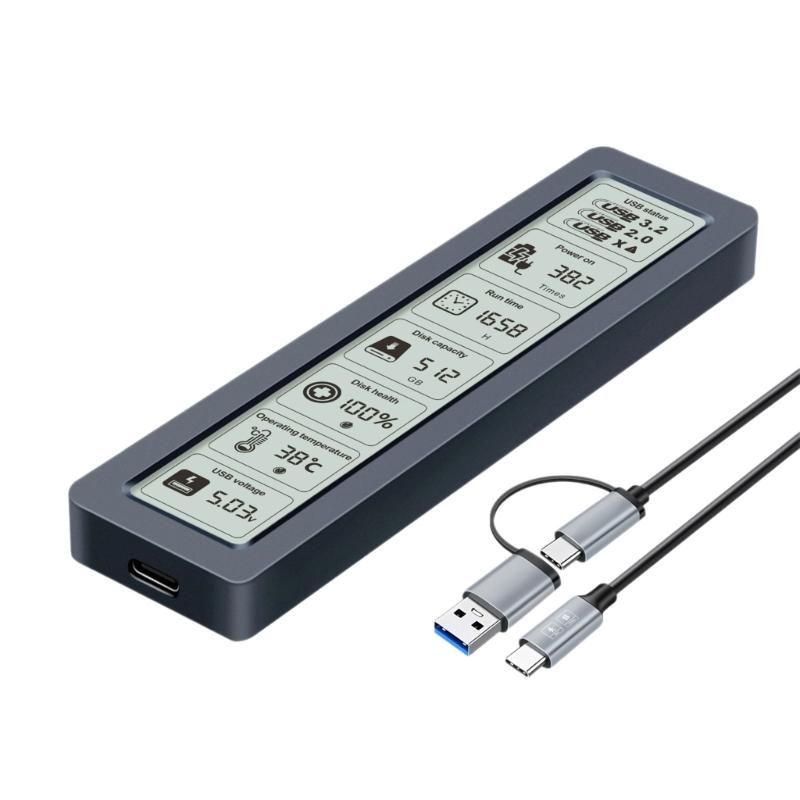 

Безвинтовой внешний корпус для SSD с экраном для мониторинга диска, скорость передачи данных USB C 10 Гбит/с, алюминиевая конструкция для охлаждения 1