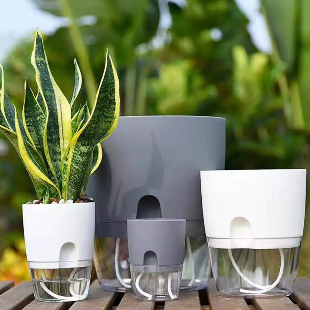 5Pcs Self Absorbing Transparent Flowerpot,Inner Air Hole, Prevention of Plant Root,Office, Hotel, Home Decor