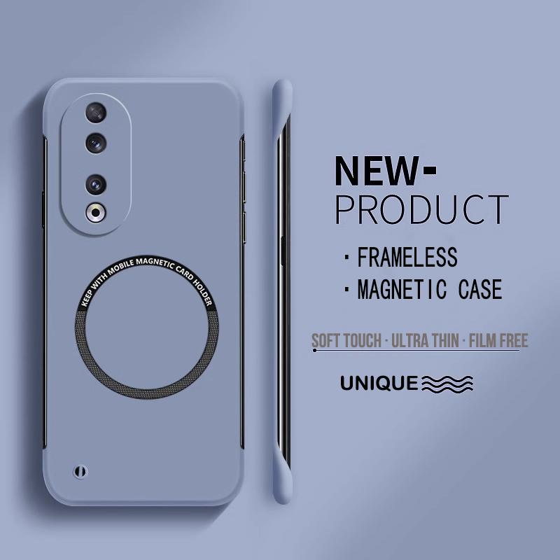 Ultra Thin Hard PC Magnetic Frameless Phone Case For Magsafe Huawei Honor 100 90 80 70 60 50 Pro SE X9A Matte Color Solid Cover