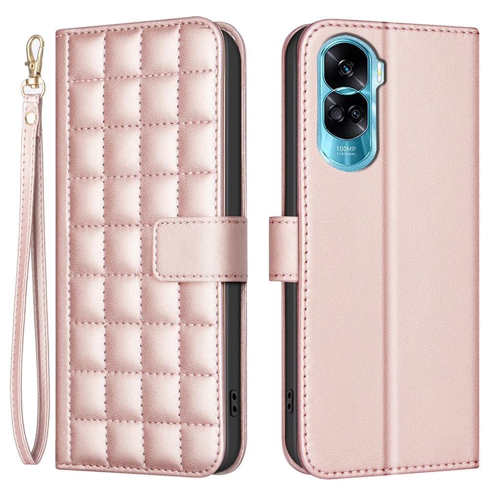 For Honor X50i 5G/90 Lite 5G Case Square Grid Pattern Leather Cover