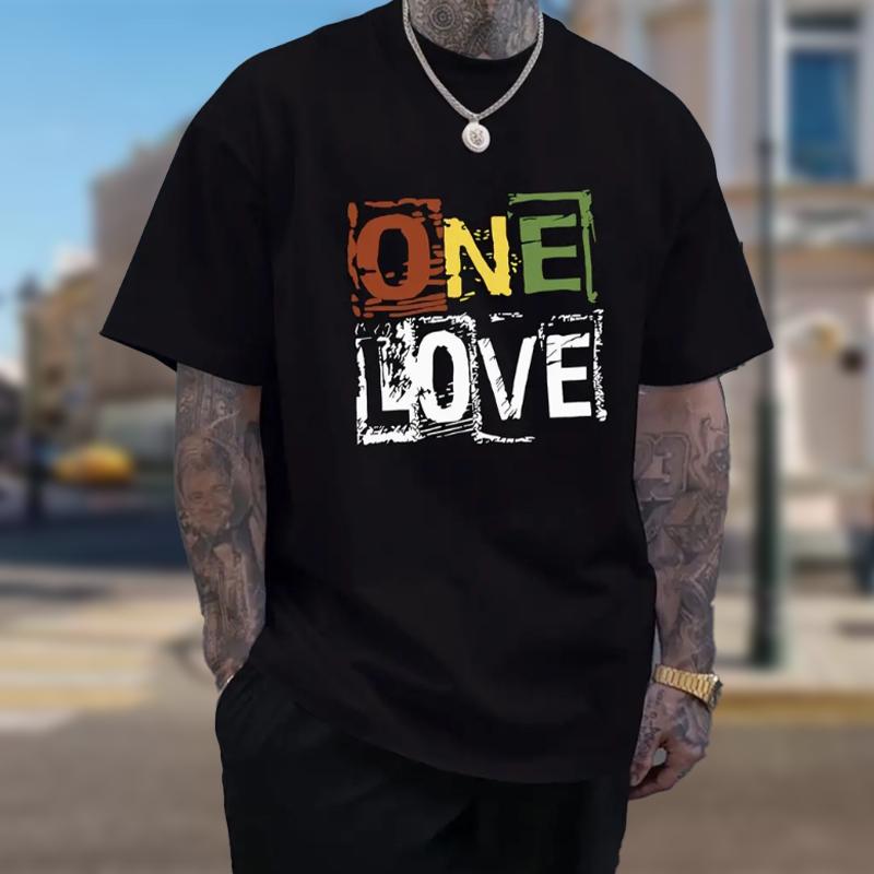 New Summer Men's Fashion T-shirt Personality Letter LOVE Printed Men's T-shirt Top