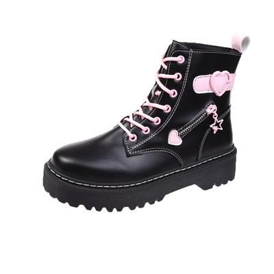 2025 Herbst Winter Neue Stiefel Damen Schwarz Plateau Niedlich Rosa High Top Lolita Stiefel Studentin Kawaii Japanische Schuhe für Damen