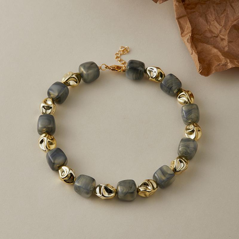 Colar Pulseira de Contas Irregulares em Acrílico para Mulheres Bangle Geométrico Bohemia Feito à Mão Acessórios de Joias para Casal