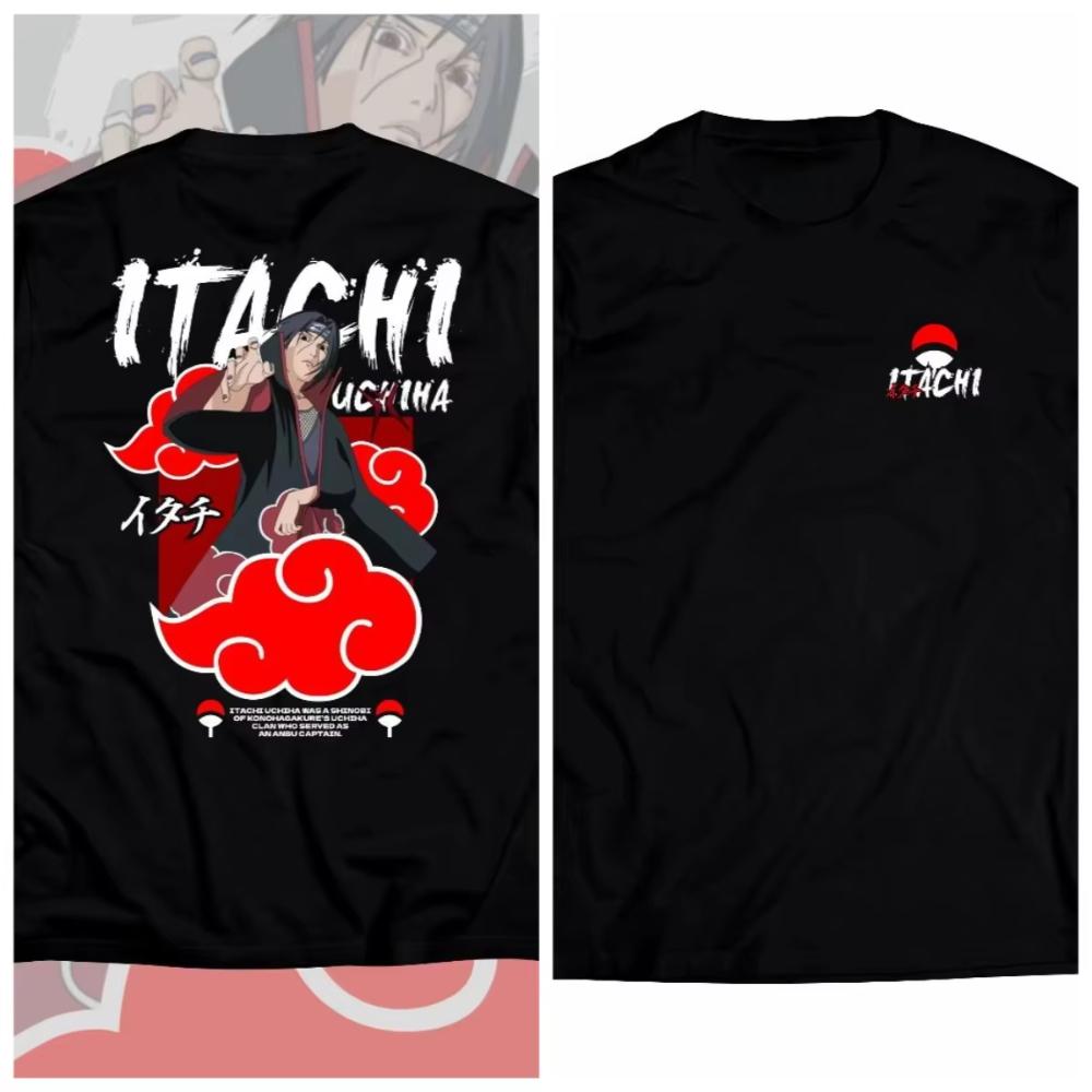 MINISO Uchiha Itachi Pánské unisexové tričko s potiskem Japonské 2025 Bavlna Anime Tričko Anime Manga Krátký rukáv Dámský Oversized Top
