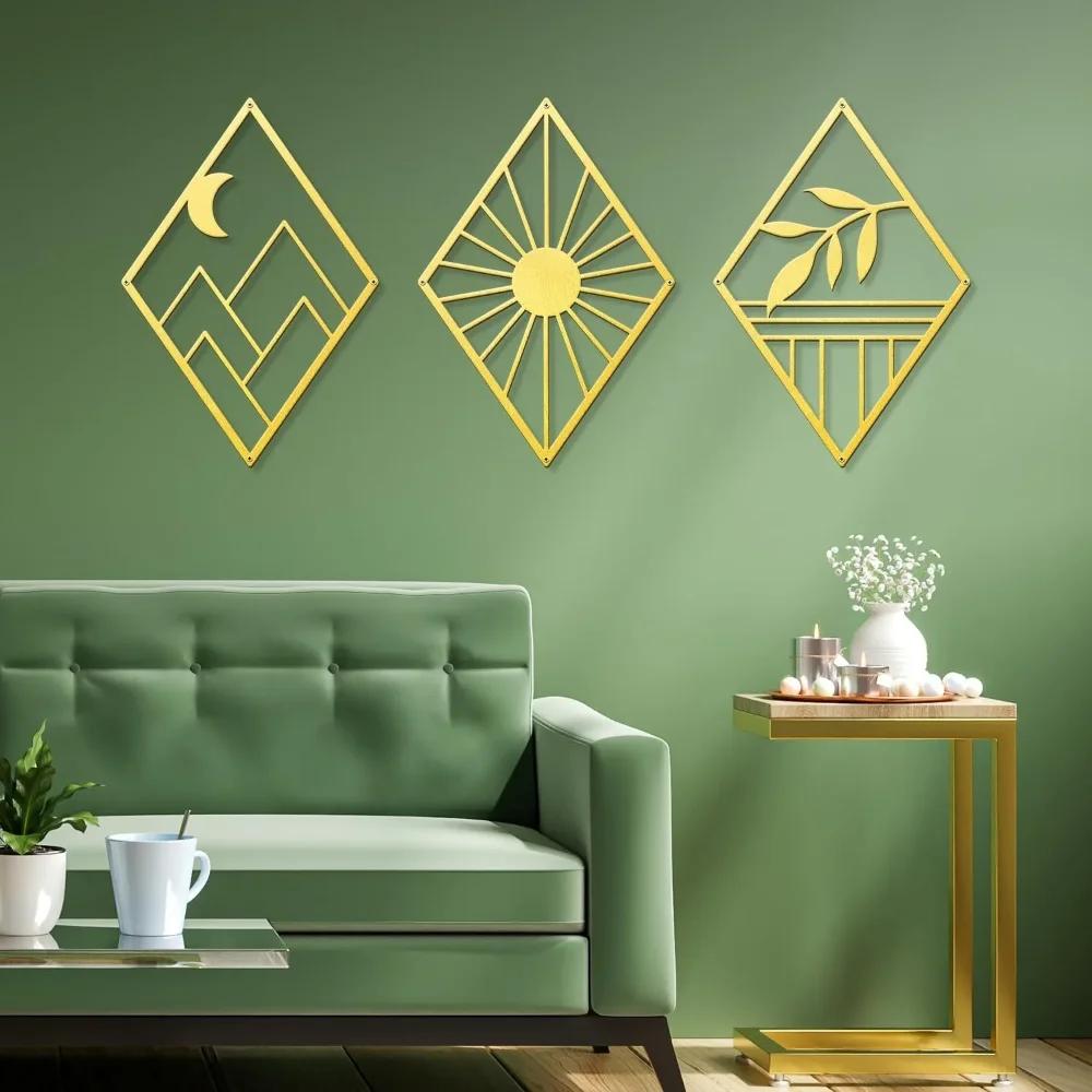 Metal Home Decor: Minimalist Bohemian Abstract Line Iron Wall Hanging for Chic Spaces