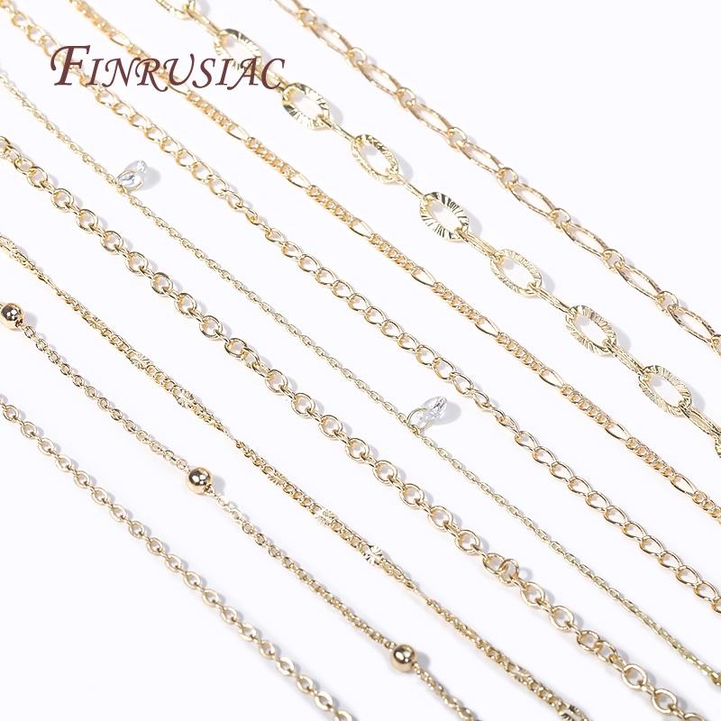 Multi Styles Metal Bulk Chains Wholesale High Quality 14K Gold Plated Spool Chains For DIY Handmade Jewellery Making Supplies