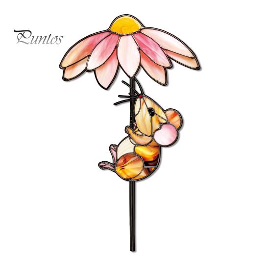 Colorful Yard Stakes Planter Insert Stake, Double-Sided, Flower Pot Decor Metal Art Ornaments Insect Animal Stake for Plant Pots Bed Decoration