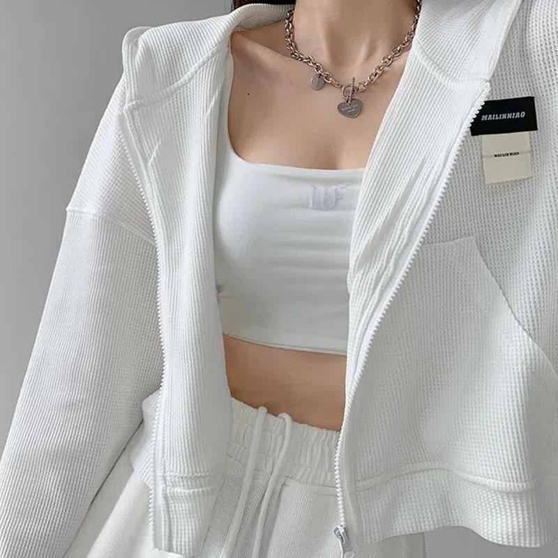 Повседневное вафельное пальто с капюшоном — фото 8