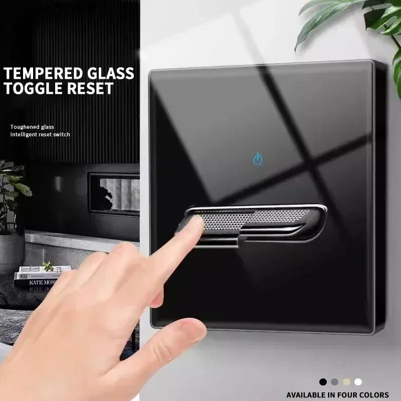 Britische Französische Standard-Schaltersteckdose aus gehärtetem Glas mit Kontrollleuchte, Selbstrückstellung, 1 2 3 4-fach Wandpanel-Steckdosen, 2 USB-Steckdosen