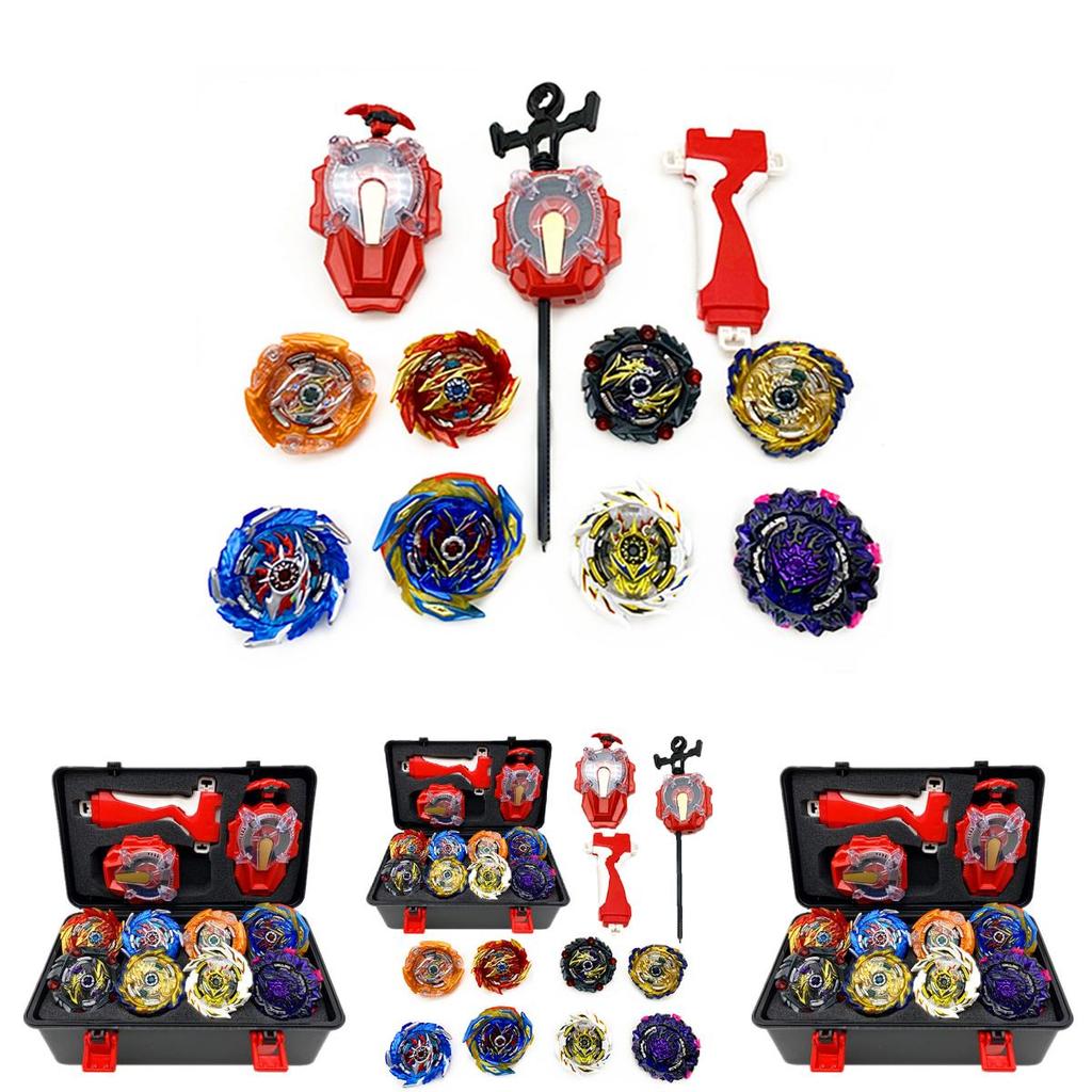 Super King 8-teiliges Gyro Burst Beyblade-Set mit funkelndem Launcher und Aufbewahrungsbox