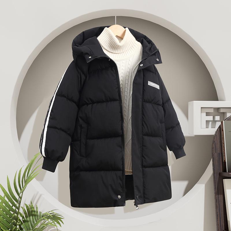 Children's Mid-Length Cotton Padded Jacket - Knee-Length Thickened Coat for Boys and Girls