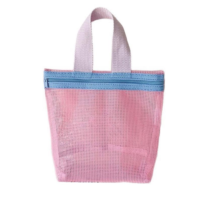 Mesh Pool Toted Bags Mesh Beach Bags with Zipper for Swim,Travel Small Cosmetic Bag Handbags Portable Toiletry Bags