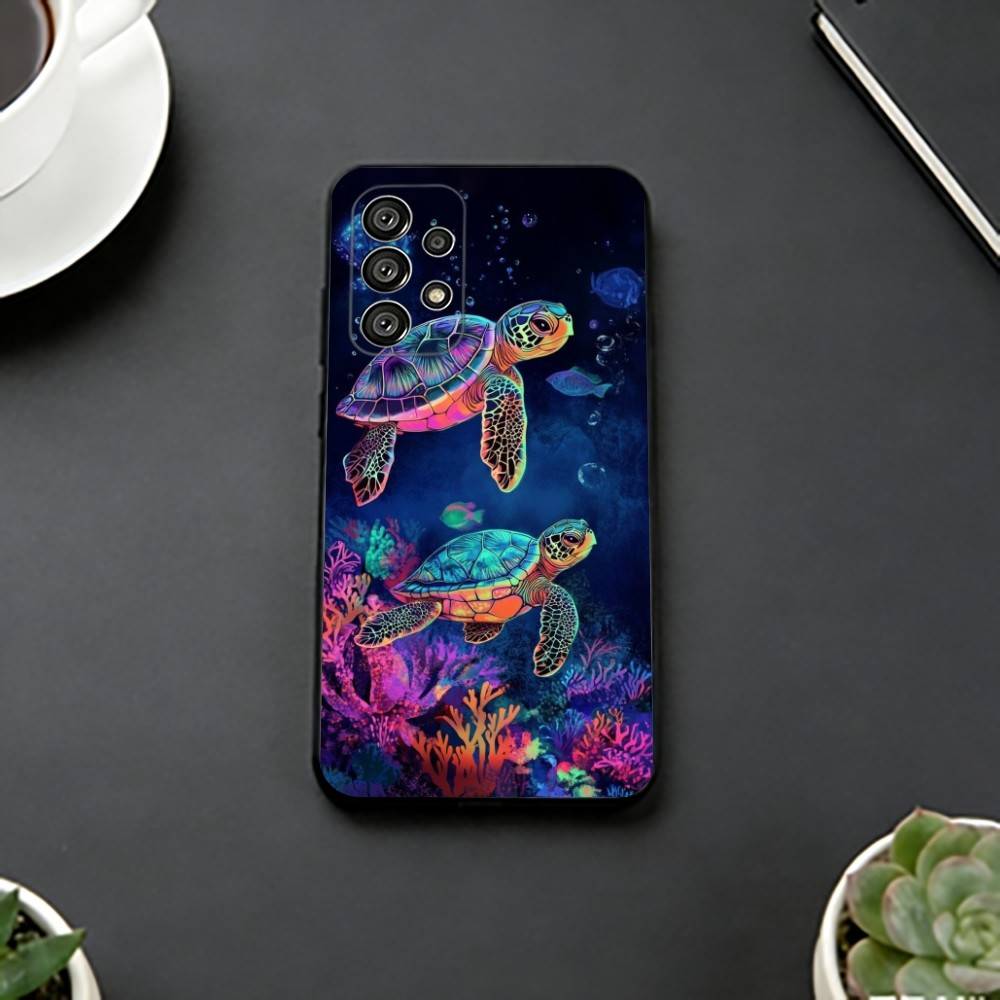 Urocze Małe Żółwiki Etui na Telefon Dla Samsung S25,S24,S21,S22,S23,S30,Ultra,S20,Plus,Fe,Miękki Silikon Czarna Pokrywa
